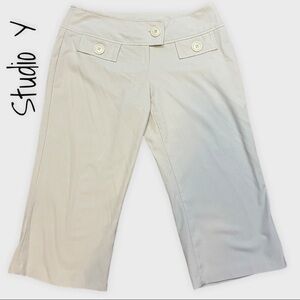 STUDIO Y light beige/cream cropped dress pants